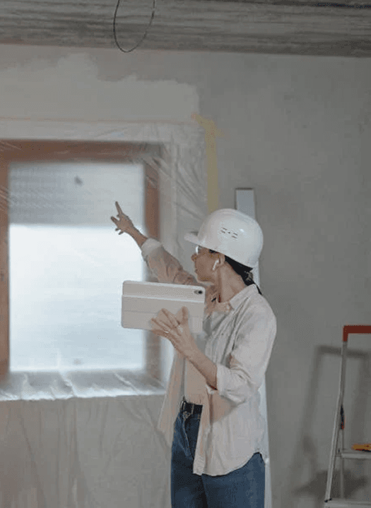 Construction professional reviewing plans